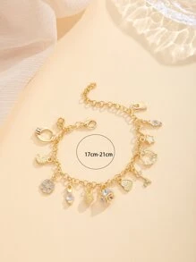 Pulsera con dijes de corazón y rhinestones, regalo para San Valentín, mamá, madre, Día de la Madre