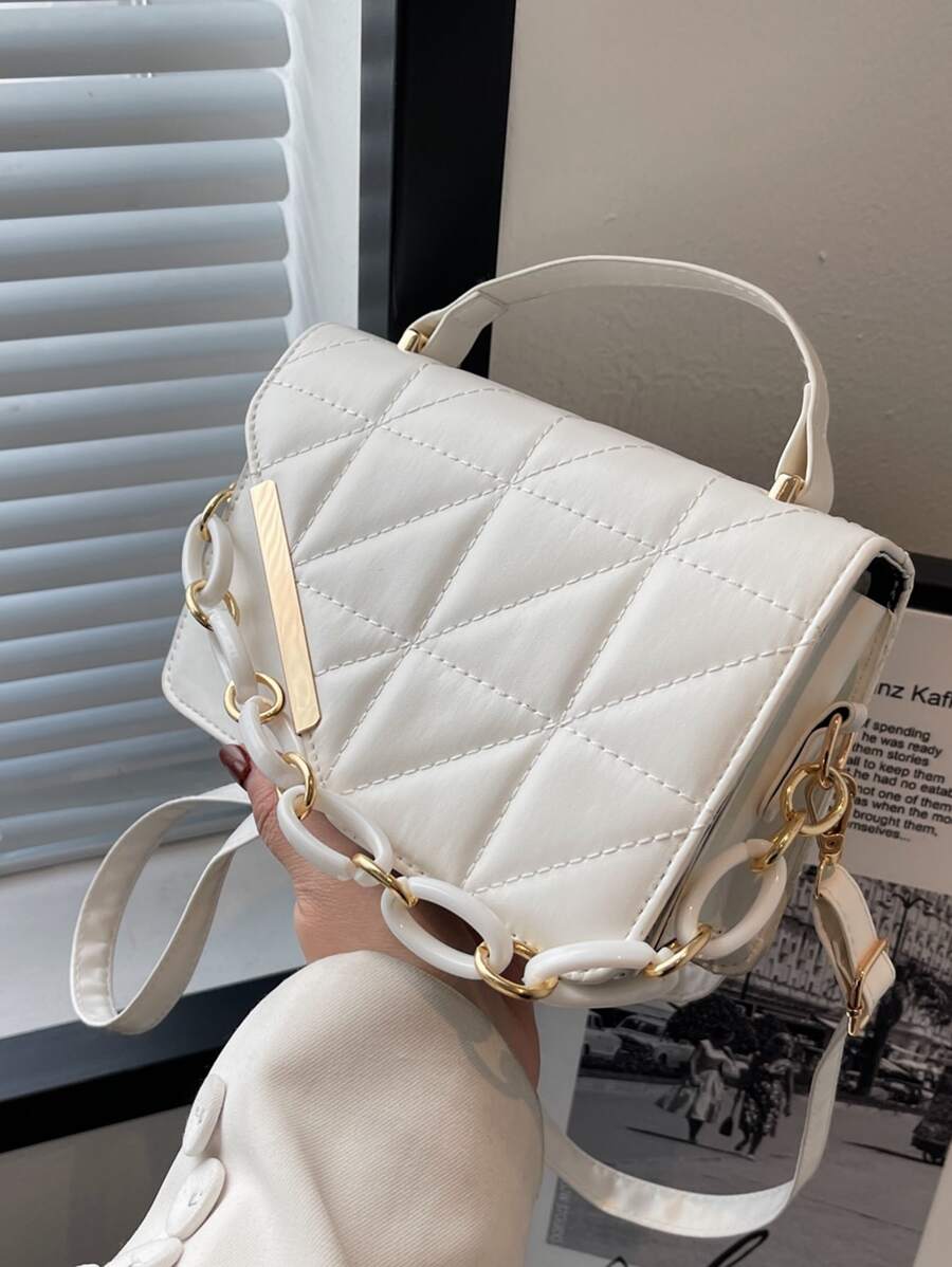 Túi đeo chéo Nữ Kẻ sọc Có thể điều chỉnh được Tay cầm Top Đúng mốt - trắng - Xem 1