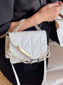 Túi đeo chéo Nữ Kẻ sọc Có thể điều chỉnh được Tay cầm Top Đúng mốt - trắng - Xem 2