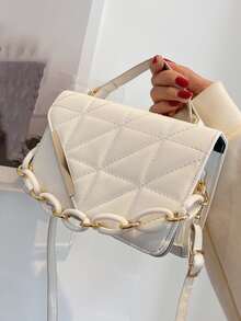 Túi đeo chéo Nữ Kẻ sọc Có thể điều chỉnh được Tay cầm Top Đúng mốt - trắng - Xem 3