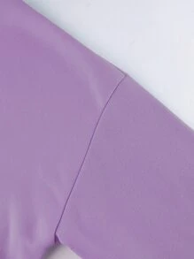 INAWLY 纯色袋鼠口袋保暖内衬连帽衫、长袖上衣 - 紫丁香色 - 查看 5