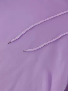 INAWLY 纯色袋鼠口袋保暖内衬连帽衫、长袖上衣 - 紫丁香色 - 查看 8