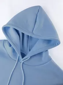 INAWLY Solid Kangaroo Pocket Thermal Lined Hoodie,Long Sleeve Tops