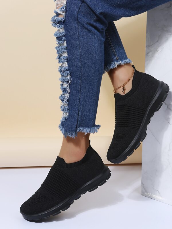 Black Easy To Put On And Take Off Precise Best For Tennis Fit Wide Version Socks Shoes Festival Outdoor Breathable Soft Casual Women's Sports Walking Shoes Knitted Sneakers