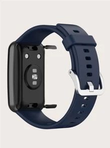 1条男女通用午夜蓝纯色硅胶智能手表表带，附带表带更换工具，兼容华为Watch Fit - 藏蓝色 - 查看 3