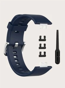 1条男女通用午夜蓝纯色硅胶智能手表表带，附带表带更换工具，兼容华为Watch Fit - 藏蓝色 - 查看 5