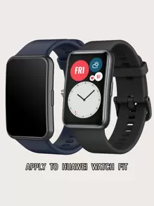 1条男女通用午夜蓝纯色硅胶智能手表表带，附带表带更换工具，兼容华为Watch Fit - 藏蓝色 - 查看 8