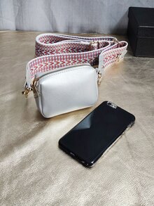 迷你撞色吉他背帶方包 - 銀色 - 查看 3