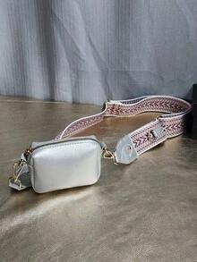 迷你撞色吉他背帶方包 - 銀色 - 查看 4