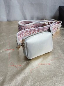 迷你撞色吉他背帶方包 - 銀色 - 查看 5