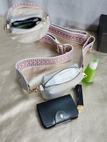 迷你撞色吉他背帶方包 - 銀色 - 查看 6