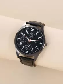 MIXIOU Men Triple Dial Quartz Watch - Black - View 1