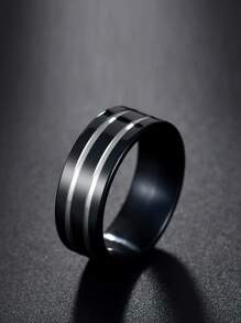 Hombres Anillo de acero inoxidable - Negro - Ver 1