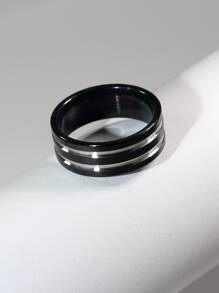 Hombres Anillo de acero inoxidable - Negro - Ver 2