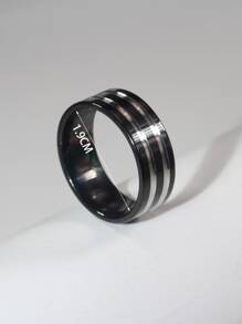 Hombres Anillo de acero inoxidable - Negro - Ver 3
