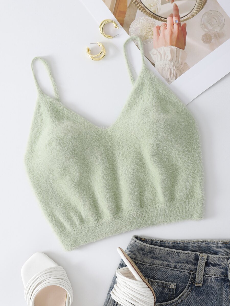 INAWLY Áo dệt kim nữ màu trơn Giải trí - Màu xanh Bạc hà - Xem 1