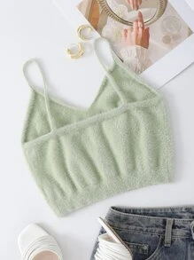 INAWLY Áo dệt kim nữ màu trơn Giải trí - Màu xanh Bạc hà - Xem 2