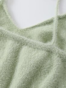 INAWLY Áo dệt kim nữ màu trơn Giải trí - Màu xanh Bạc hà - Xem 5