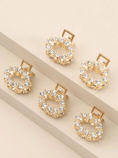 5pcs Rhinestone Decor Hair Claw Party,Hair Accessories,Claw Clips,Hair Jaw Clip,Hair Clutch Fall Winter Hair Clip For Vacation Outfits Woman