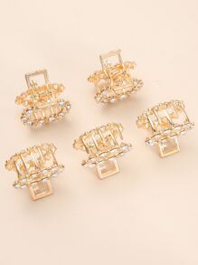 5pcs Rhinestone Decor Hair Claw Party,Hair Accessories,Claw Clips,Hair Jaw Clip,Hair Clutch