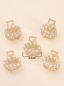 5pcs Rhinestone Decor Hair Claw Party,Hair Accessories,Claw Clips,Hair Jaw Clip,Hair Clutch