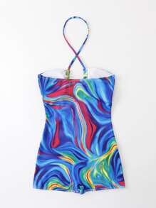 Allover Print Cut-out One Piece Swimsuit - Multicolor - View 2
