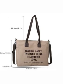 Túi Xách tay Nữ Lá thư Có thể điều chỉnh được Đôi tay cầm Đúng mốt - Màu Khaki - Xem 3