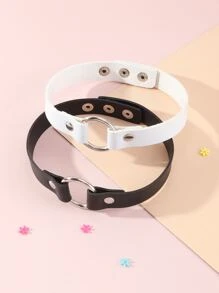 2入組簡約PU頸鍊 - 彩色 - 查看 1