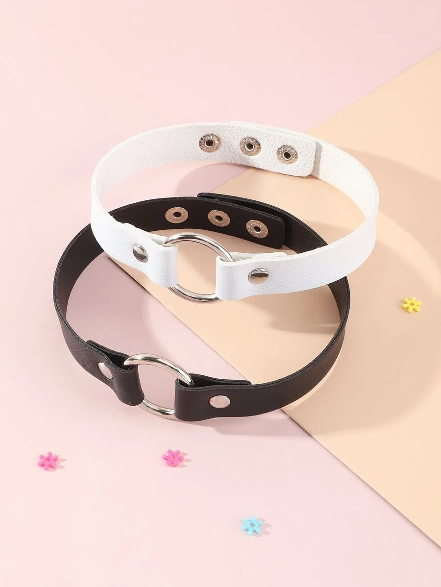 2入組簡約PU頸鍊 - 彩色 - 查看 1