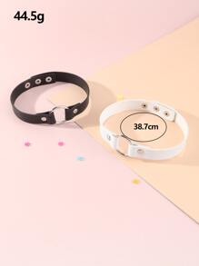 2入組簡約PU頸鍊 - 彩色 - 查看 4