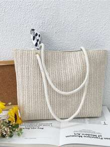 花卉印花装饰围巾，适合迷你单肩包，时尚蝴蝶结女士钱包 - 米色 - 查看 8