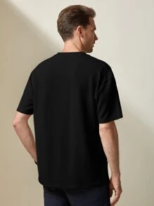Manfinity NiteLyfe Men Casual Solid Versatile Round Neck Tee - Black - View 2