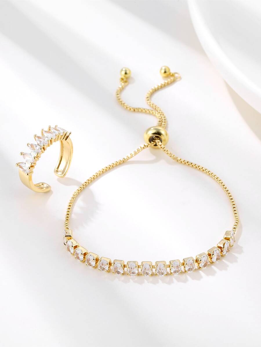 Khối Zirconia  Trang trí Vòng tay & Vòng cửa tay áo - Vàng - Xem 1