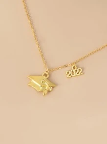 畢業帽子墜飾項鍊 - 金黃色 - 查看 3