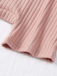 SHEIN 年輕女孩2入組肋紋連身衣上衣 - 彩色 - 查看 3