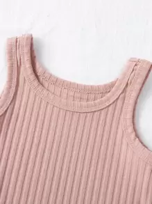 SHEIN 年輕女孩2入組肋紋連身衣上衣 - 彩色 - 查看 5