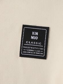 SHEIN Young Boy Colorblock Patched Tee & Sweatpants - Apricot - View 5