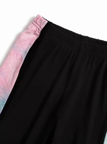 SHEIN 女孩紮染字母圖案T恤和褲子 - 彩色 - 查看 3