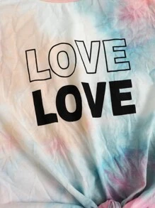 SHEIN 女孩紮染字母圖案T恤和褲子 - 彩色 - 查看 4