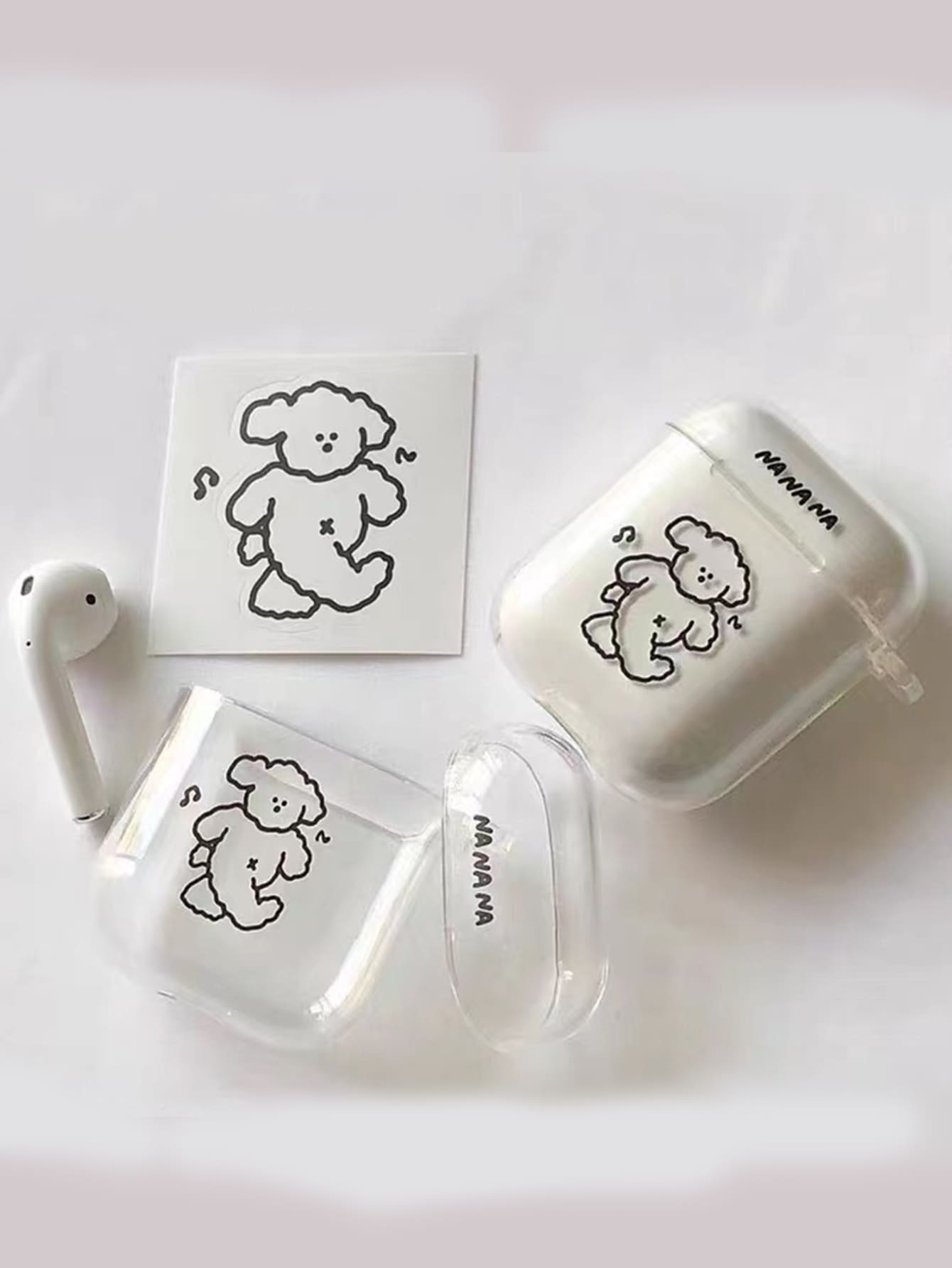 Coque compatible avec Airpods transparente à imprimé chien de dessin animé - Transparent - Voir 3