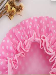 3pcs/Set Waterproof Double Layer Polka Dot Butterfly Shower Cap, Fashion Printed Bathing Cap