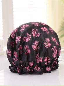 3pcs/Set Waterproof Double Layer Polka Dot Butterfly Shower Cap, Fashion Printed Bathing Cap