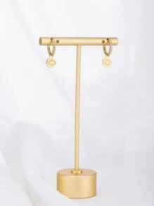 1 Cặp khuyên tai tròn bằng thép không gỉ mạ vàng 18K hình mắt quỷ dành cho nữ khi dự tiệc - Vàng - Xem 2