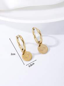 1 Cặp khuyên tai tròn bằng thép không gỉ mạ vàng 18K hình mắt quỷ dành cho nữ khi dự tiệc - Vàng - Xem 3