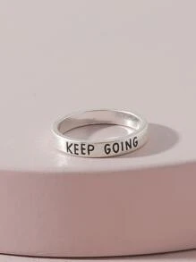 Letter Engraved Ring - Antique Silver - View 1