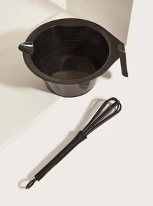 美髮店染髮劑攪拌碗攪拌器染髮碗刻度碗手柄碗染髮工具套裝兩件套黑色