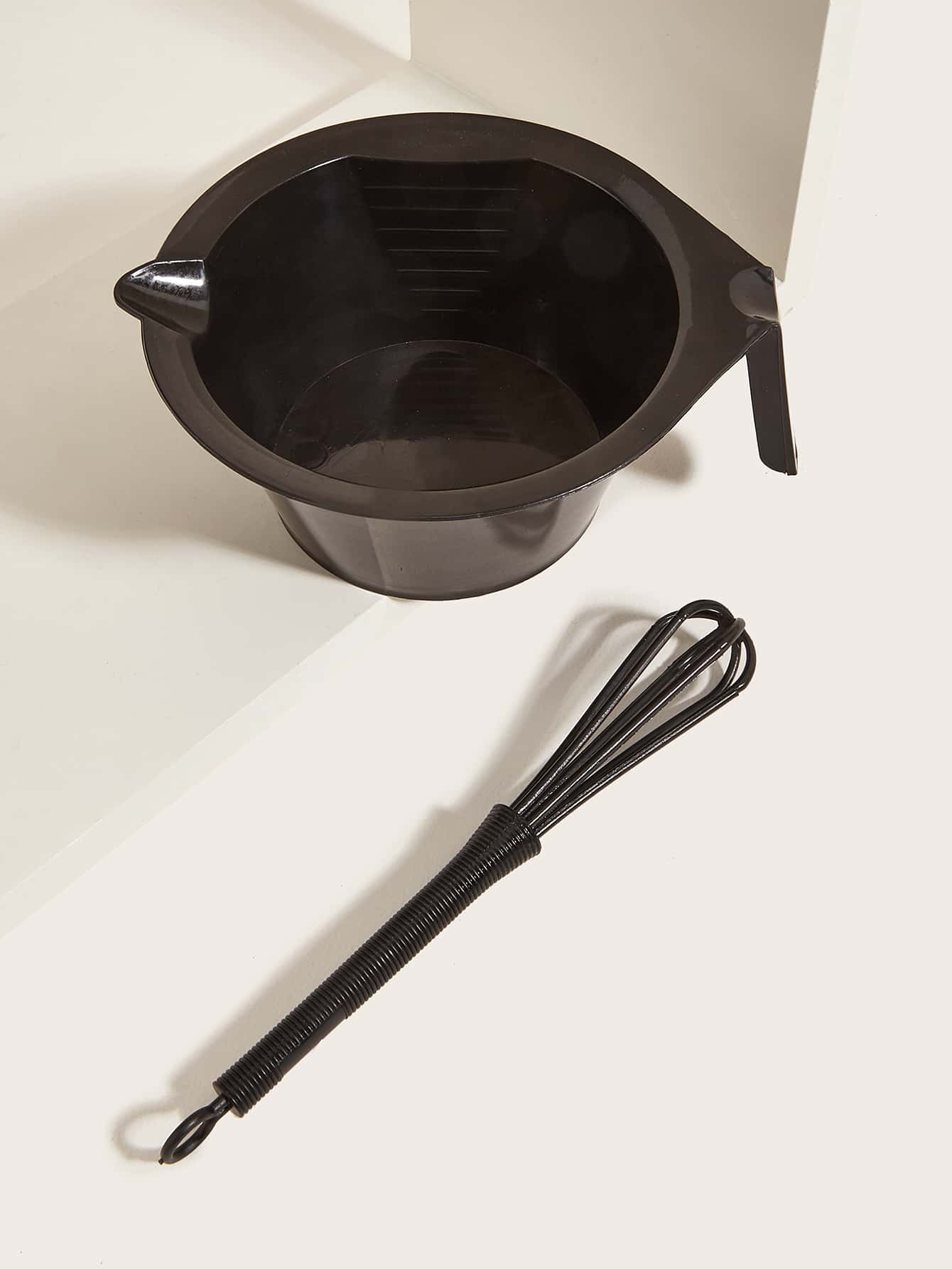 美髮店染髮劑攪拌碗攪拌器染髮碗刻度碗手柄碗染髮工具套裝兩件套黑色