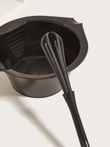 美髮店染髮劑攪拌碗攪拌器染髮碗刻度碗手柄碗染髮工具套裝兩件套黑色