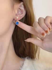 Faux Pearl Decor Flower Drop Earrings - Multicolor - View 1