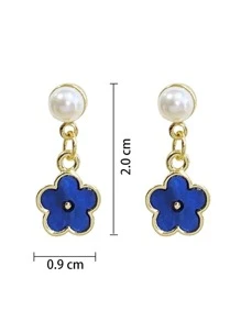 Faux Pearl Decor Flower Drop Earrings - Multicolor - View 3